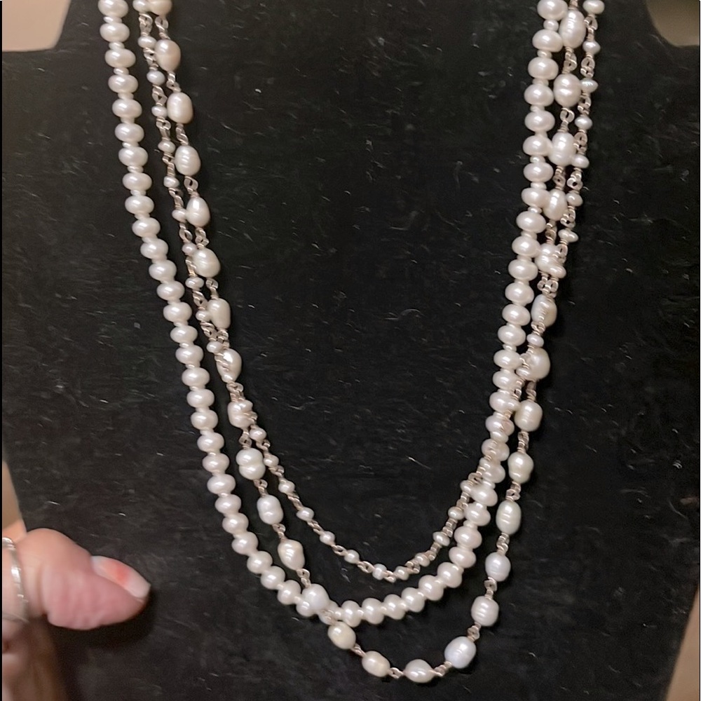 Opulenza Three Strand Pearl Necklace